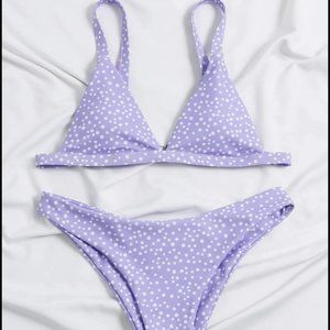 Polka Dot Triangle Bikini Set and skirt by SHEIN